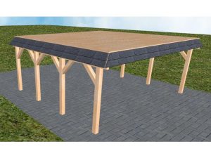 JODA Carport Grömitz KG Perfect Walmblende, Flachdach vorb.f. Gründach