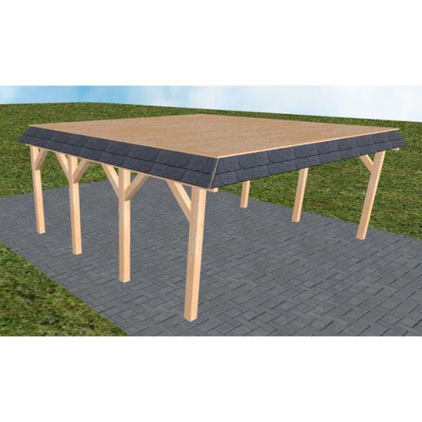JODA Carport Grömitz KG Perfect Walmblende, Flachdach vorb.f. Gründach