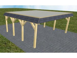 JODA Carport Grömitz KT Classic Walmblende, Flachdach mit Stahl-Trapezplatten Antikondens