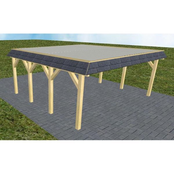 JODA Carport Grömitz KT Classic Walmblende, Flachdach mit Stahl-Trapezplatten Antikondens
