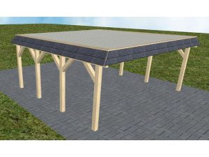 JODA Carport Grömitz KT Master Walmblende, Flachdach mit Stahl-Trapezplatten Antikondens
