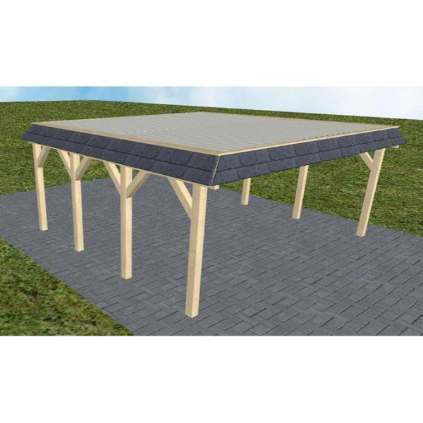 JODA Carport Grömitz KT Master Walmblende, Flachdach mit Stahl-Trapezplatten Antikondens