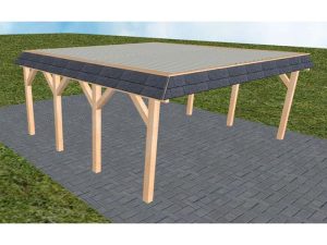 JODA Carport Grömitz KT Perfect Walmblende, Flachdach mit Stahl-Trapezplatten Antikondens