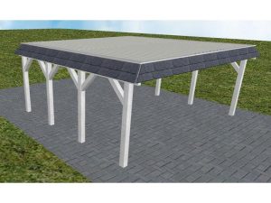 JODA Carport Grömitz KT Select Walmblende, Flachdach mit Stahl-Trapezplatten Antikondens