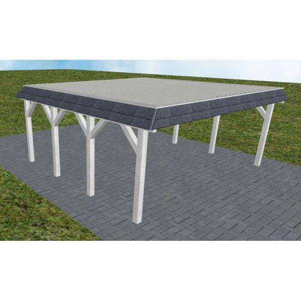 JODA Carport Grömitz KT Select Walmblende, Flachdach mit Stahl-Trapezplatten Antikondens