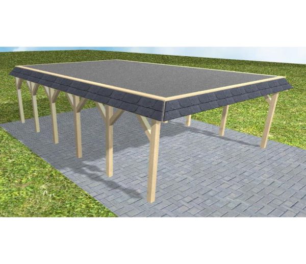 JODA Carport Grömitz LF Master Walmblende, Flachdach mit EPDM Folie