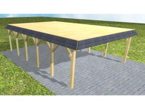 JODA Carport Grömitz LG Classic Walmblende, Flachdach vorb.f. Gründach