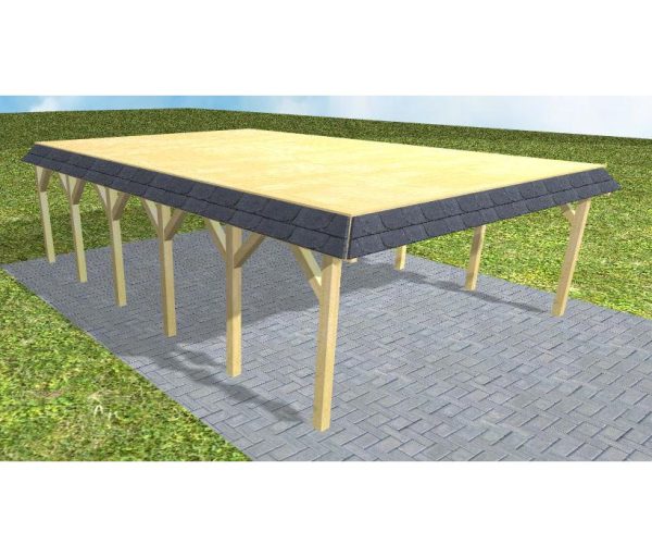 JODA Carport Grömitz LG Classic Walmblende, Flachdach vorb.f. Gründach
