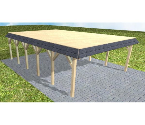 JODA Carport Grömitz LG Master Walmblende, Flachdach vorb.f. Gründach
