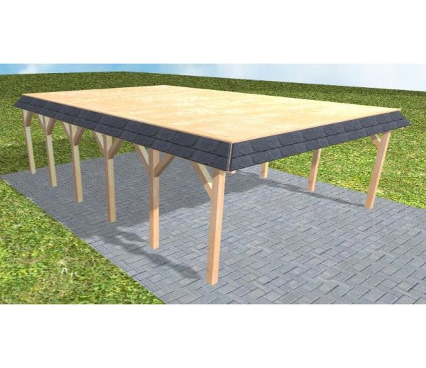 JODA Carport Grömitz LG Perfect Walmblende, Flachdach vorb.f. Gründach