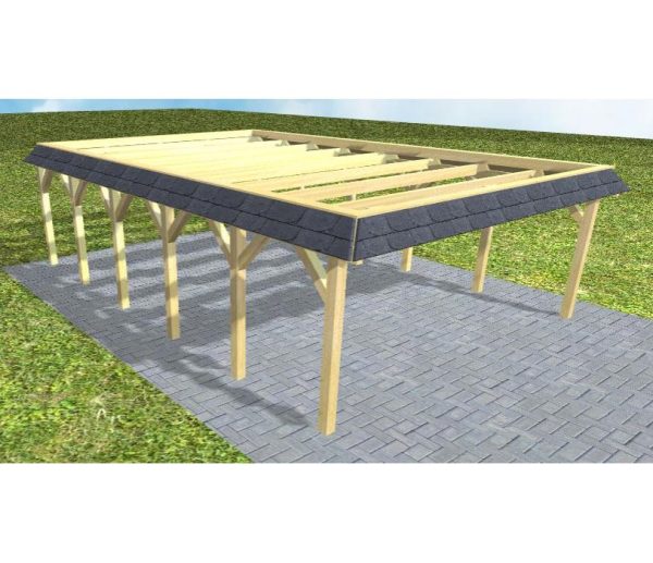 JODA Carport Grömitz LO Classic Walmblende, Flachdach ohne Bedachung