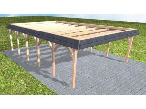 JODA Carport Grömitz LO Natur Walmblende, Flachdach ohne Bedachung