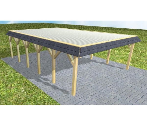 JODA Carport Grömitz LT Classic Walmblende, Flachdach mit Stahl-Trapezplatten Antikondens