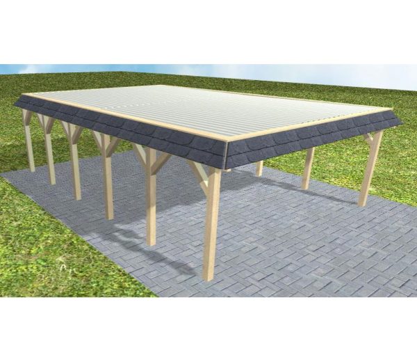 JODA Carport Grömitz LT Master Walmblende, Flachdach mit Stahl-Trapezplatten Antikondens