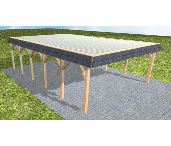 JODA Carport Grömitz LT Perfect Walmblende, Flachdach mit Stahl-Trapezplatten Antikondens