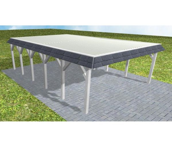 JODA Carport Grömitz LT Select Walmblende, Flachdach mit Stahl-Trapezplatten Antikondens