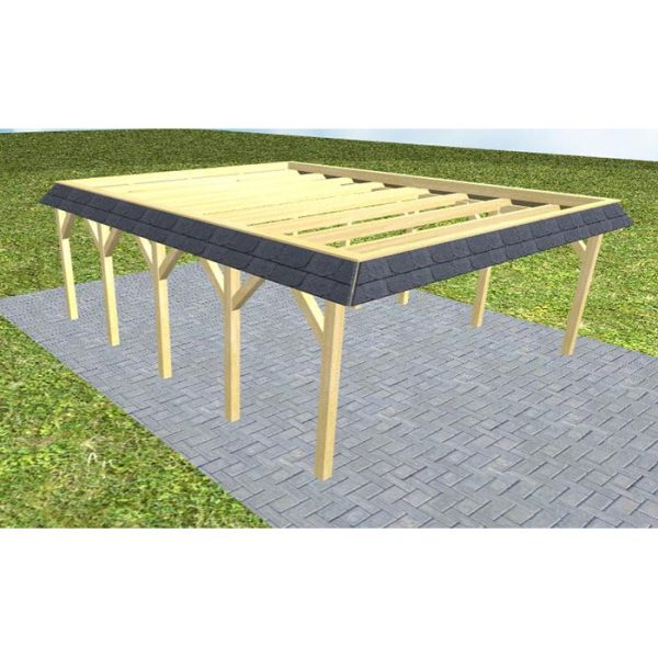 JODA Carport Grömitz MO Classic Walmblende, Flachdach ohne Bedachung