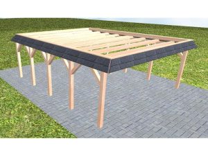 JODA Carport Grömitz MO Natur Walmblende, Flachdach ohne Bedachung