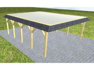 JODA Carport Grömitz MT Classic Walmblende, Flachdach mit Stahl-Trapezplatten Antikondens