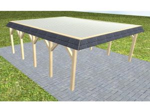 JODA Carport Grömitz MT Master Walmblende, Flachdach mit Stahl-Trapezplatten Antikondens