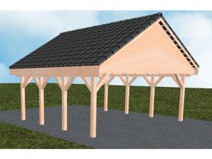 JODA Carport Mölln KD Natur Satteldach, incl. Pfannen und Rinne