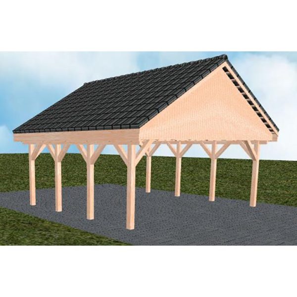 JODA Carport Mölln KD Natur Satteldach, incl. Pfannen und Rinne