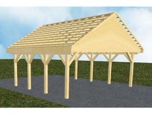JODA Carport Mölln KO Classic Satteldach, ohne Rinne, ohne Pfannen