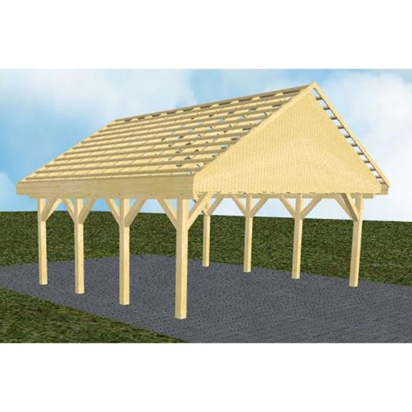 JODA Carport Mölln KO Classic Satteldach, ohne Rinne, ohne Pfannen