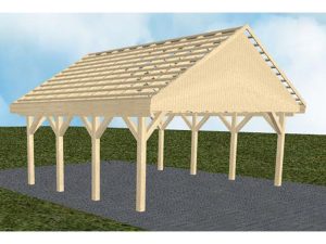 JODA Carport Mölln KO Master Satteldach, ohne Rinne, ohne Pfannen