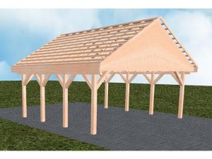 JODA Carport Mölln KO Natur Satteldach, ohne Rinne, ohne Pfannen