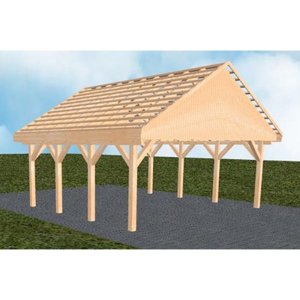 JODA Carport Mölln KO Perfect Satteldach, ohne Rinne, ohne Pfannen