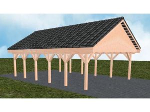 JODA Carport Mölln LD Natur Satteldach, incl. Pfannen und Rinne