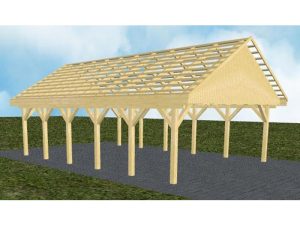 JODA Carport Mölln LO Classic Satteldach, ohne Rinne, ohne Pfannen