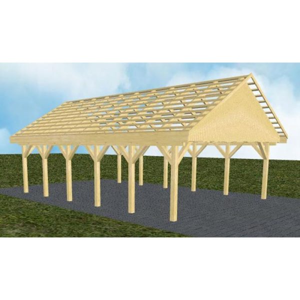JODA Carport Mölln LO Classic Satteldach, ohne Rinne, ohne Pfannen