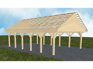JODA Carport Mölln LO Master Satteldach, ohne Rinne, ohne Pfannen