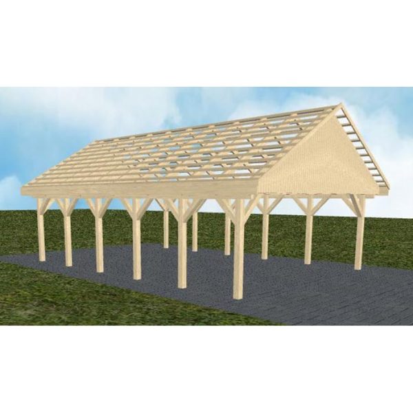 JODA Carport Mölln LO Master Satteldach, ohne Rinne, ohne Pfannen