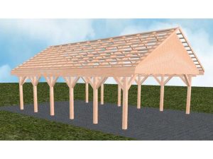 JODA Carport Mölln LO Natur Satteldach, ohne Rinne, ohne Pfannen