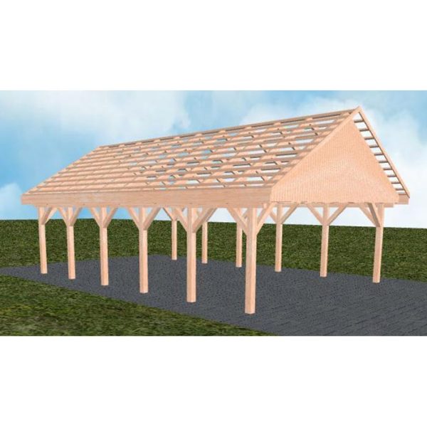 JODA Carport Mölln LO Natur Satteldach, ohne Rinne, ohne Pfannen