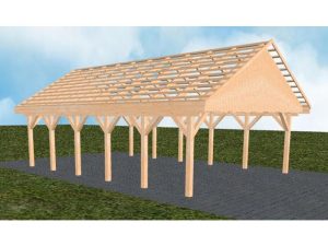 JODA Carport Mölln LO Perfect Satteldach, ohne Rinne, ohne Pfannen