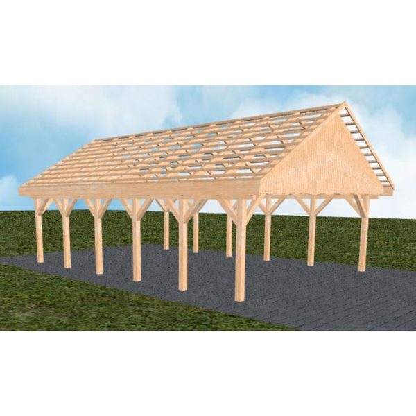 JODA Carport Mölln LO Perfect Satteldach, ohne Rinne, ohne Pfannen