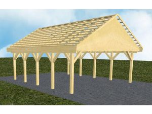 JODA Carport Mölln MO Classic Satteldach, ohne Rinne, ohne Pfannen