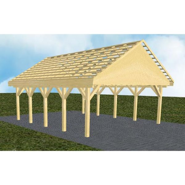 JODA Carport Mölln MO Classic Satteldach, ohne Rinne, ohne Pfannen
