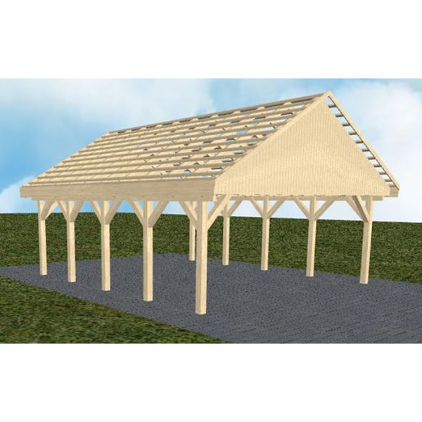 JODA Carport Mölln MO Master Satteldach, ohne Rinne, ohne Pfannen