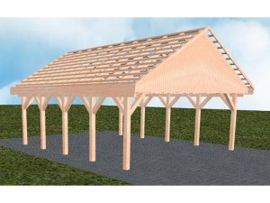 JODA Carport Mölln MO Natur Satteldach, ohne Rinne, ohne Pfannen