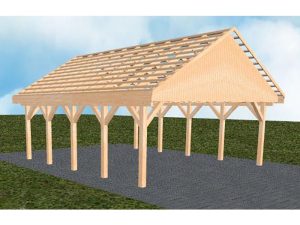 JODA Carport Mölln MO Perfect Satteldach, ohne Rinne, ohne Pfannen