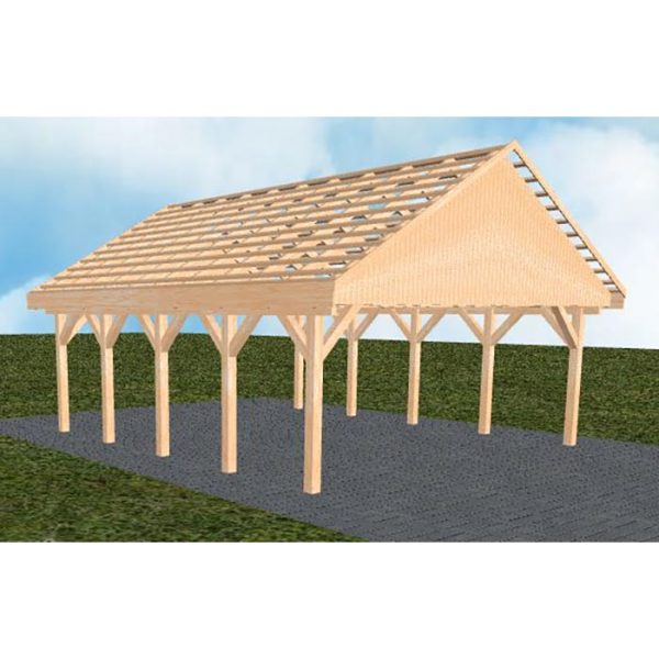 JODA Carport Mölln MO Perfect Satteldach, ohne Rinne, ohne Pfannen