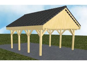 JODA Carport Minden KD Classic Satteldach, incl. Pfannen und Rinne