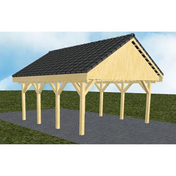 JODA Carport Minden KD Classic Satteldach, incl. Pfannen und Rinne