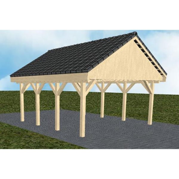 JODA Carport Minden KD Master Satteldach, incl. Pfannen und Rinne