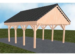 JODA Carport Minden KD Natur Satteldach, incl. Pfannen und Rinne